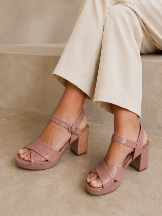Aquatalia Shoes - Aquatalia Pink Patent Leather Block Heel Sandals Made in Spain Size 8 NWOB